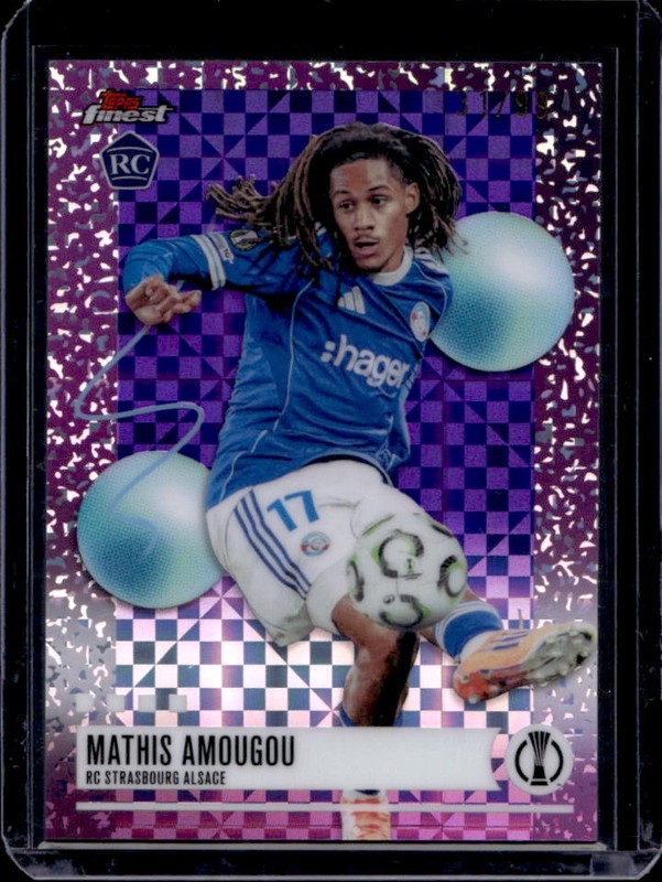 2025-26 Topps Finest Mathis Amougou Uncommon RC Purple Checkerboard #/99