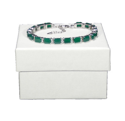 17.82ct Natural Green Agate & Topaz Solid Sterling Silver Adjustable Bracelet