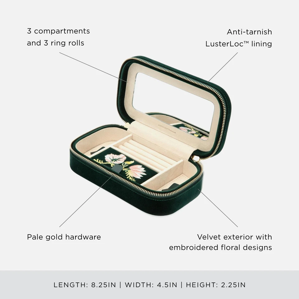 Estuche de viaje WOLF Zoe con cremallera, verde bosque - rollos de tres anillos, compartimento mediano... Foto 4 de 4