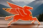 VINTAGE RARE 11” X 7 1/4” MOBIL PEGASUS HORSE  PORCELAIN GAS PUMP SIGN