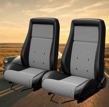 Pair Classic Pvc Obs Style Seats W Dual Slider Low Back Bucket Seats For Bmw Pair Classic Pvc Obs Style Seats W Dual Slider Low Back Bucket Seats For Bmw