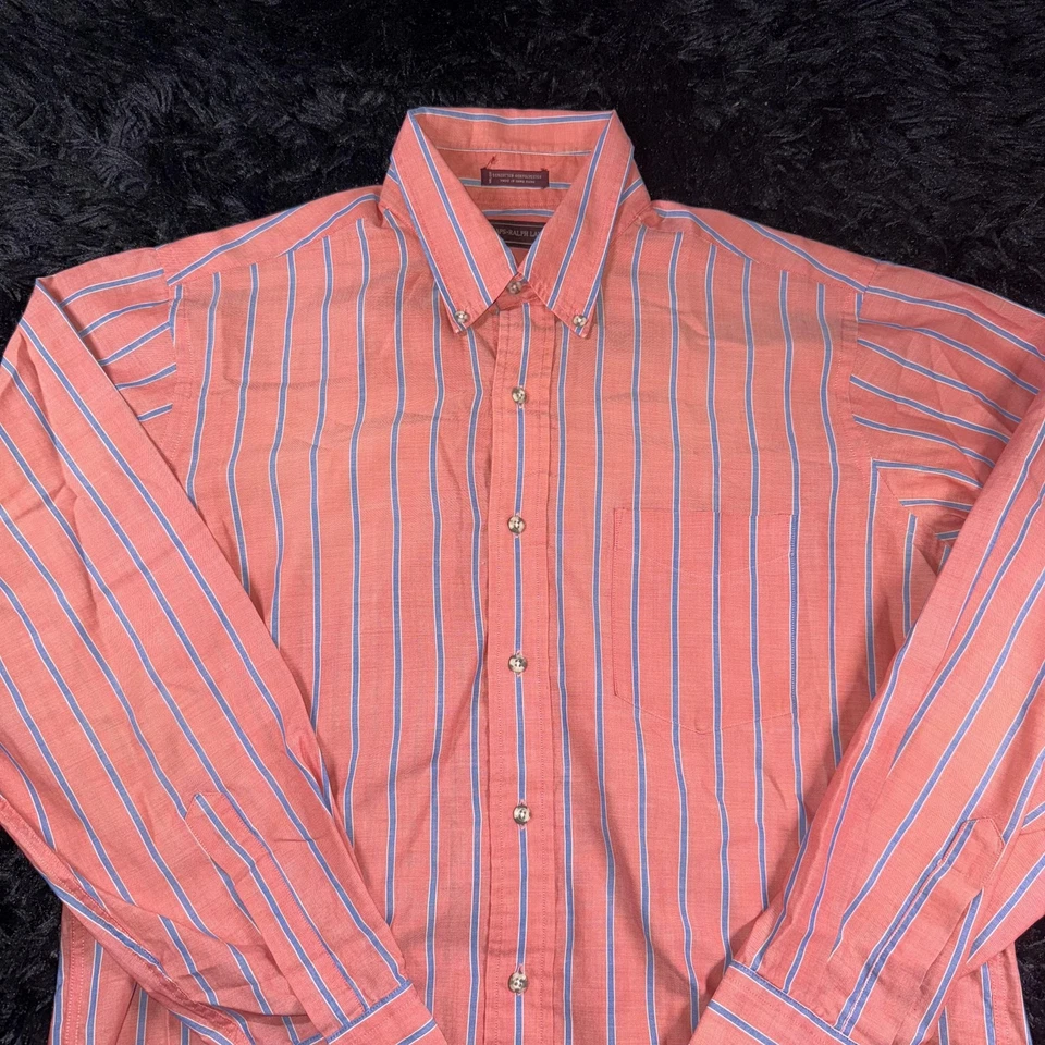 Camisa De Colección Chaps Ralph Lauren Para Hombre Grande Rayas Con Botones Manga Larga Años 90 Foto 2 de 4