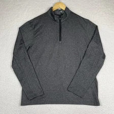 Greyson Tate 1/4 Zip Pullover Mens Large Black Grey Herringbone Golf Mock Neck