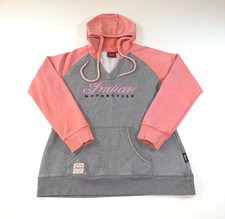 Indian Motorcycles Hoodie Women's Large Gray Pink Pullover Hooded Sweatshirt