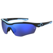 Under Armour Men's UA Yard Pro Sunglasses, Black/Blue Multi Mirrored, 99mm