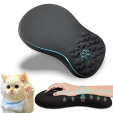 Ergonomic Mouse Pad with Wrist Rest Non-Slip Memory Foam Cat Paw Mat Black