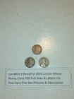 Lot #823 3 Beautiful Lincoln Wheats 1920-P 1920-D 1920-S VG-F-VF See Pictures