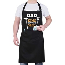 Dad Grilling Apron King Of Grill Kitchen Cooking Baking BBQ Black 2 Pockets