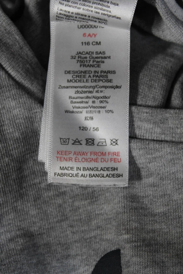 Camiseta Jacadi Niños Manga Larga Cuello Redondo Gráfico Gris Algodón Talla 6 Foto 4 de 4