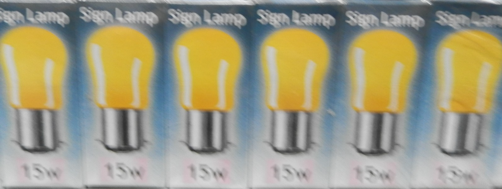 5x Crompton 15W Yellow Coloured 28mm Pygmy Sign Lamp  Bayonet Cap, BC B22d