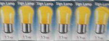 Image of 5x Crompton 15W Yellow Coloured 28mm Pygmy Sign Lamp Bayonet Cap, BC B22d