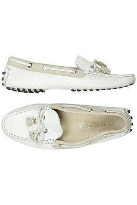 TOD'S Halbschuh Damen Slipper feste Schuhe Gr. EU 38 Leder Weiß #yfzlu58