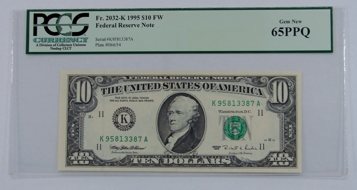 Las mejores ofertas en $10 1995 Billetes de baja denominación de