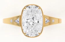 Taylor Swift Engagement Ring Lab Grown 3.00 Ct Cushion Cut Diamond 14k Gold Ring