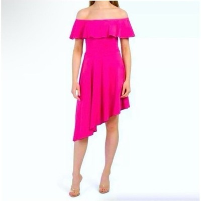 NWT Susana Monaco Hot Pink Midi Dress Off the shoulders large