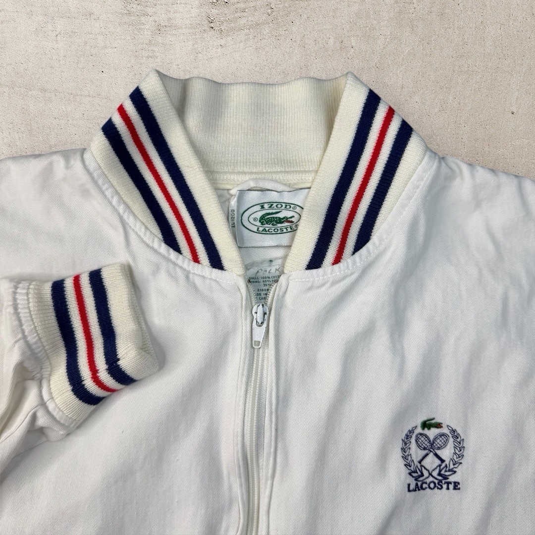Vtg Izod Lacoste Herrington Jacket Men Large Tennis White Full Zip Bomber 90s