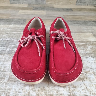 Birkenstock Pasadena Men Shoes Sz 12 Red Suede Leather Lace  display picture 3