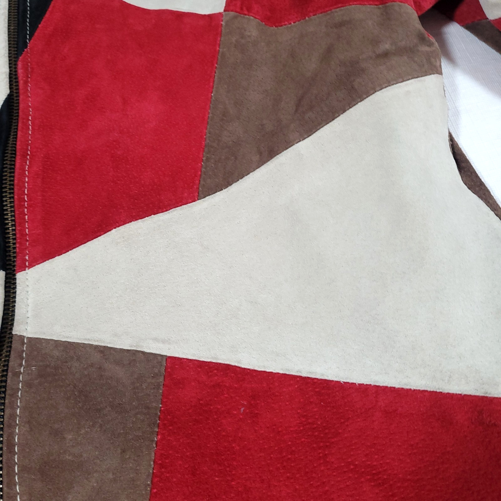 Y2K Patchwork suede Leather Fitted Jacket Karen A… - image 4