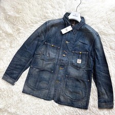RRL Ralph Lauren Indigo Denim Chore Jacket L Men Vintage Coverall Size 3