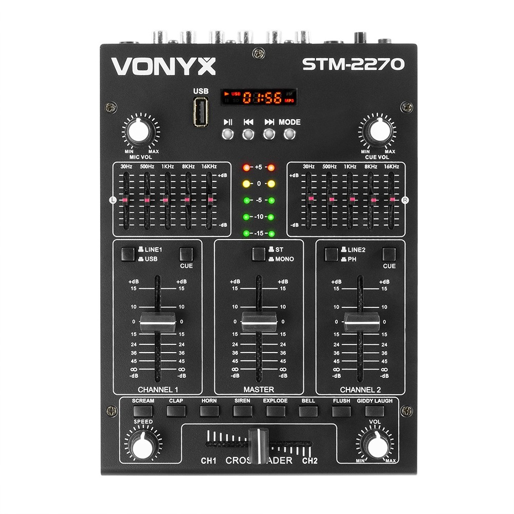 Vonyx STM2270 Bluetooth DJ Mixer 4 Channels with USB/SD/MP3 Playback