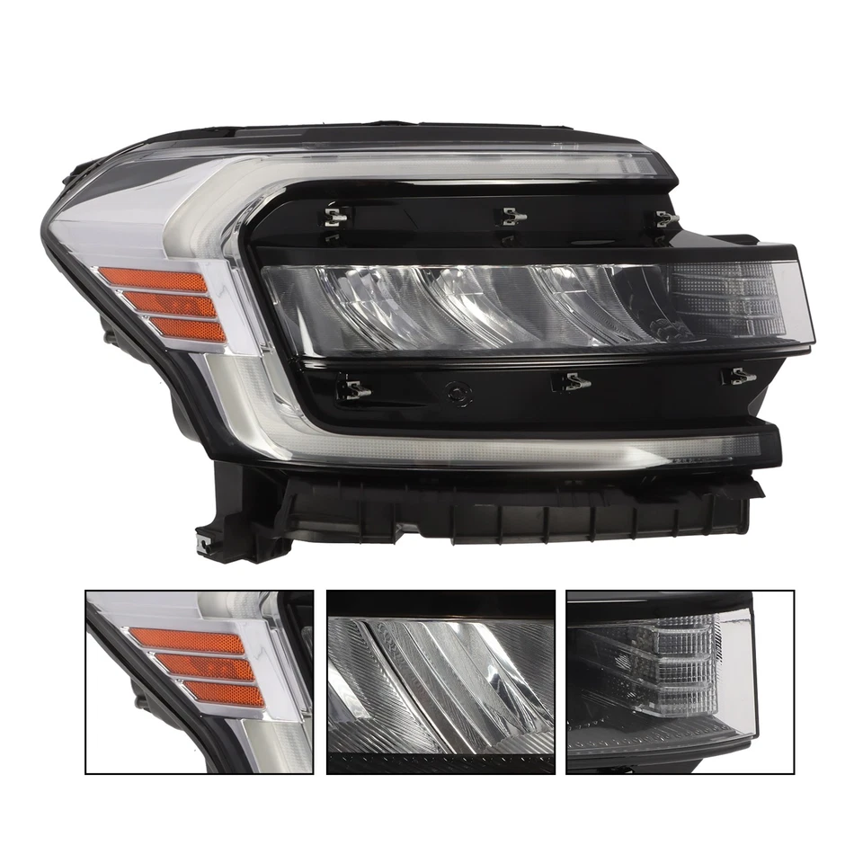 For 2022-2024 Ford Expedition w/LED DRL Chrome Trim Headlight Headlamp Passenger - Image 3 of 4