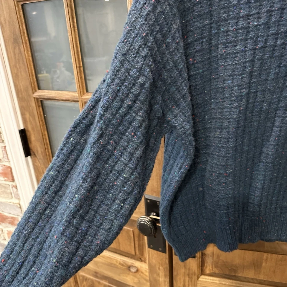 Винтажный мужской свитер REI большой шерстяная смесь синий крапинками США для улицы 80-е - Изображение 3 из 4
