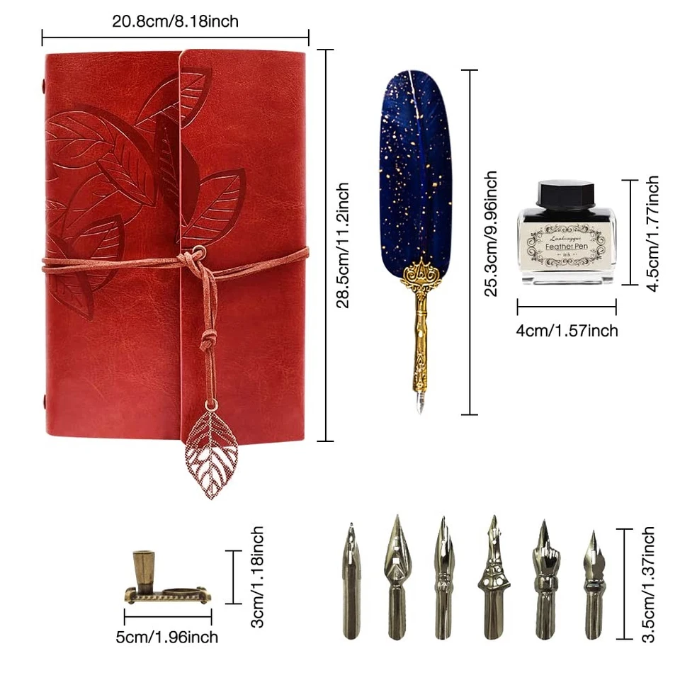 Schreibfeder Notizblock Set Vintage Kalligraphie Foreverup Federkiel-Set Dip Pen - Bild 2 von 4