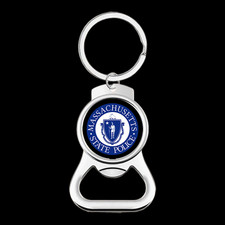 Massachusetts State Police Seal Collectible Metal Keychain Bottle Opener