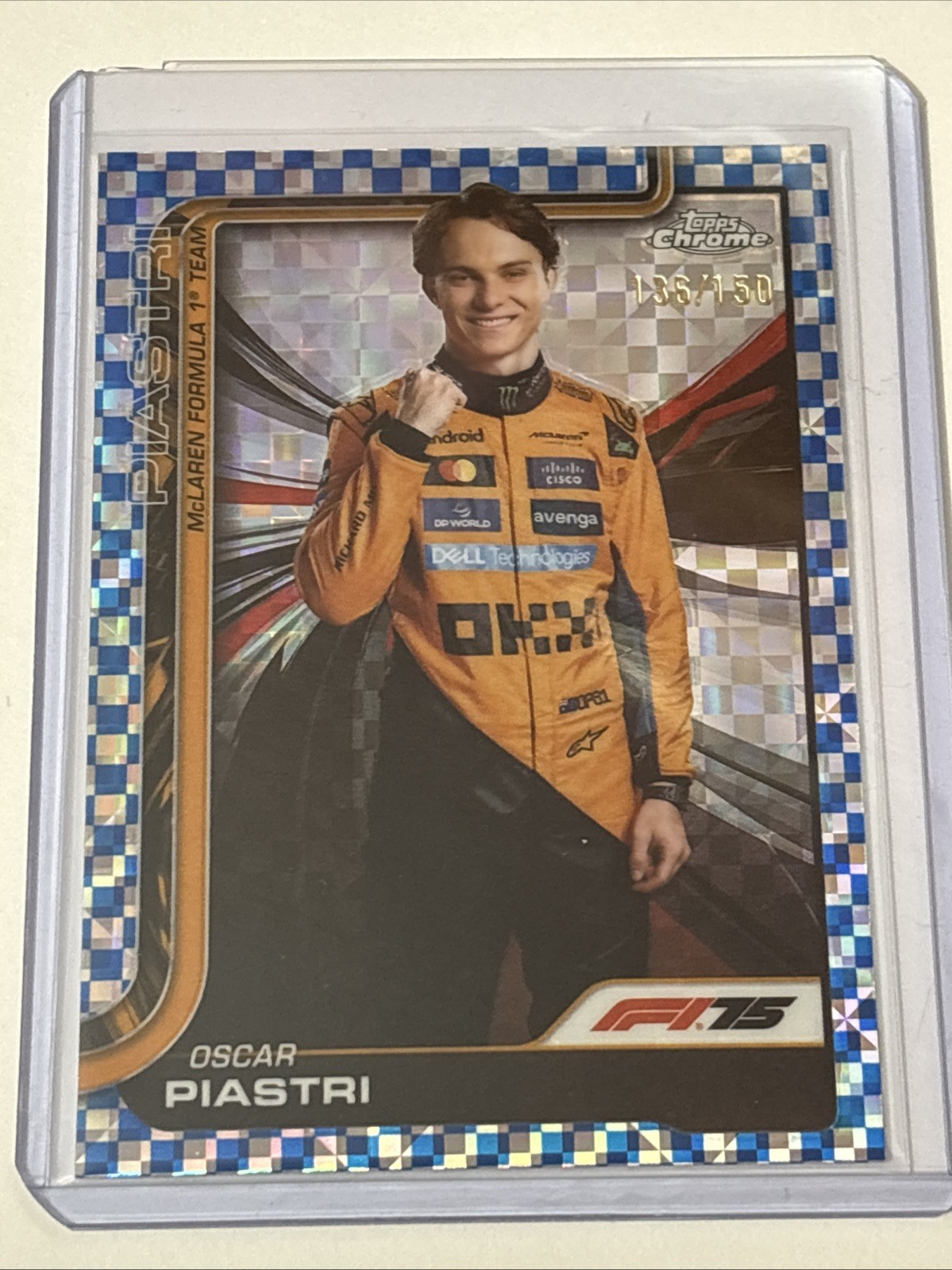 2025 Topps Chrome F1 Formula 1 Oscar Piastri Blue Checkered 136/150 #6