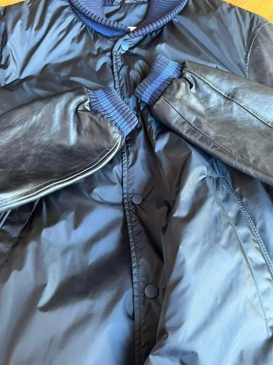 Gucci Stadium Giacca Nylon Pelle Uomo Blu Taglia 48 Usatoo