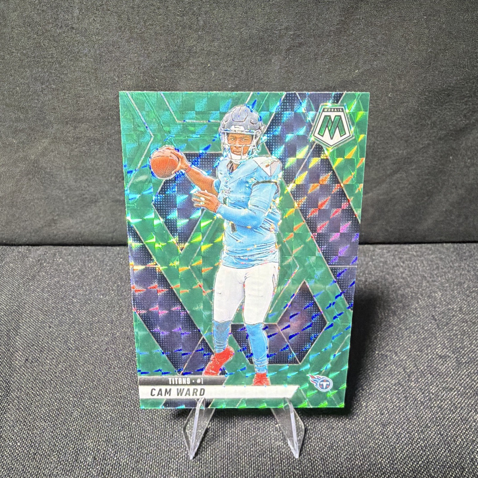 2025 Panini Mosaic Cam Ward RC Rookies Green Prizm Tennessee Titans #382 💎
