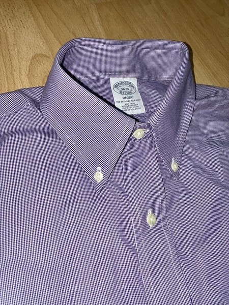 Men Brooks Brothers Shirt Purple Cotton 40 /L / 48