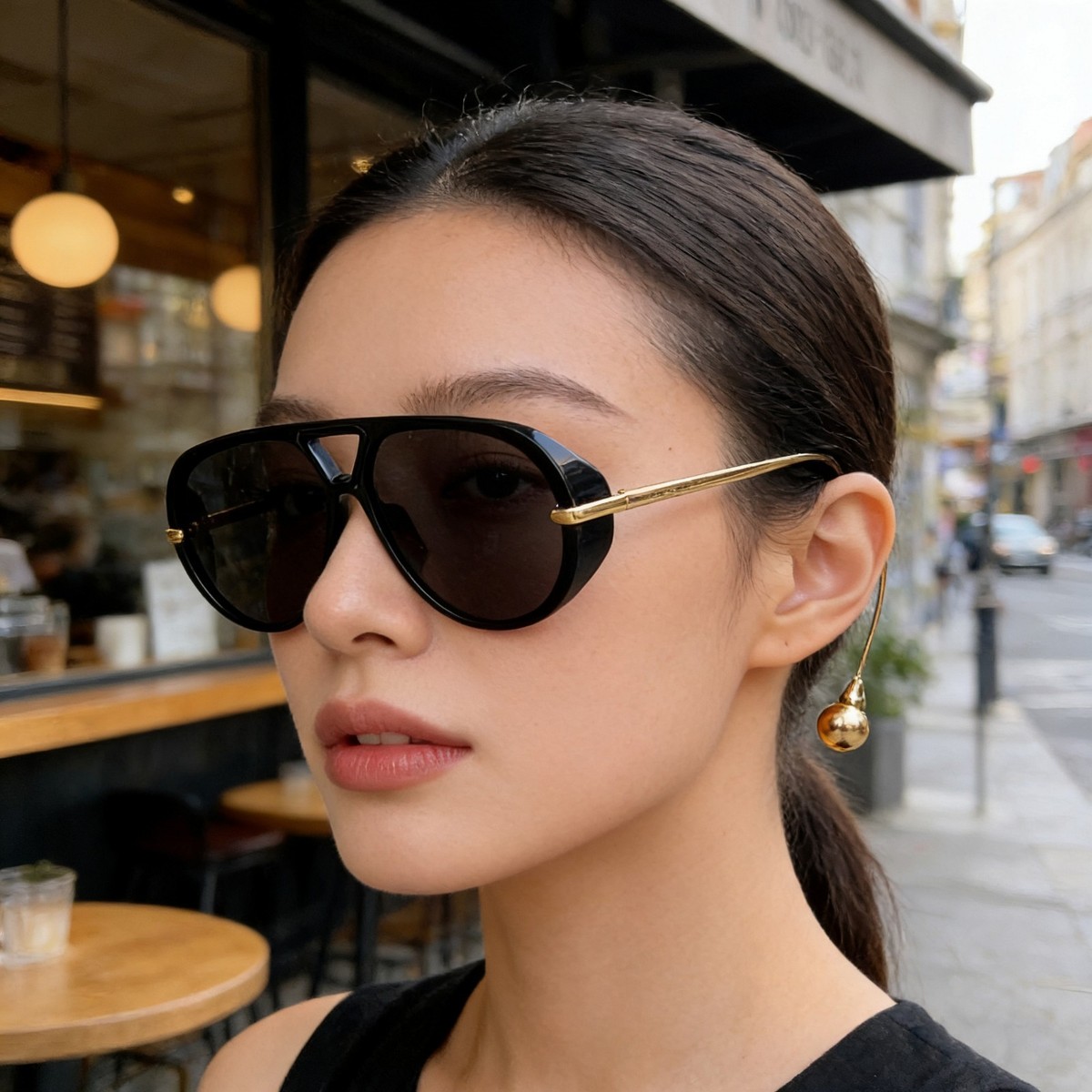 Bottega Veneta BV1273 Women's Sunglasses Black Frame Oversized