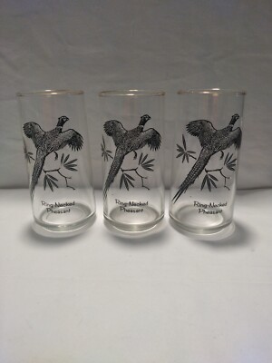 Federal Glass Ring-Necked Pheasant Tapered Glass Set Of 3 5 3/4'' 16 oz. Gold Rim