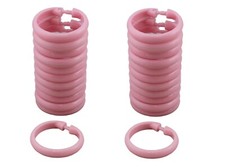 2 Pack 24 Piece Plastic Locking Oval Hook Easy Gliding Shower Curtain Ring Pink