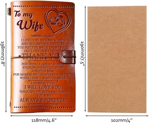 To My Wife - Leather Journal 140 Pages Birthday Anniversary Valentines Gifts - Picture 7 of 8