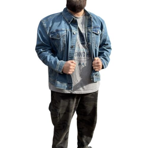 Chaqueta de mezclilla para hombre Duke Haband azul oscuro azul claro elástica muscular apta para 4XL - Imagen 11 de 20