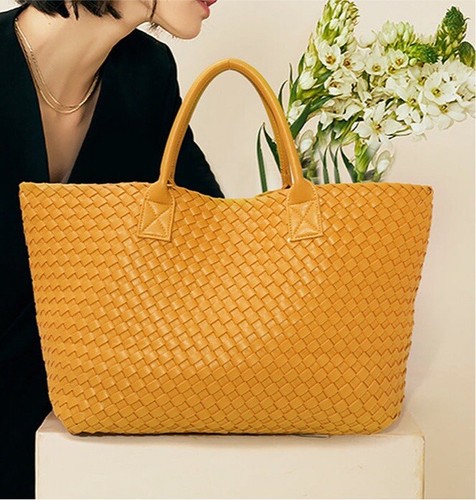Oversized Woven Tote Bag for School Travel Work With pouch - Picture 5 of 37