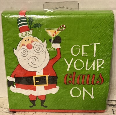 Pier One~Get Your Claus On~ 16 Dessert Napkins (Party~Decoupage~Ephemra) Christm
