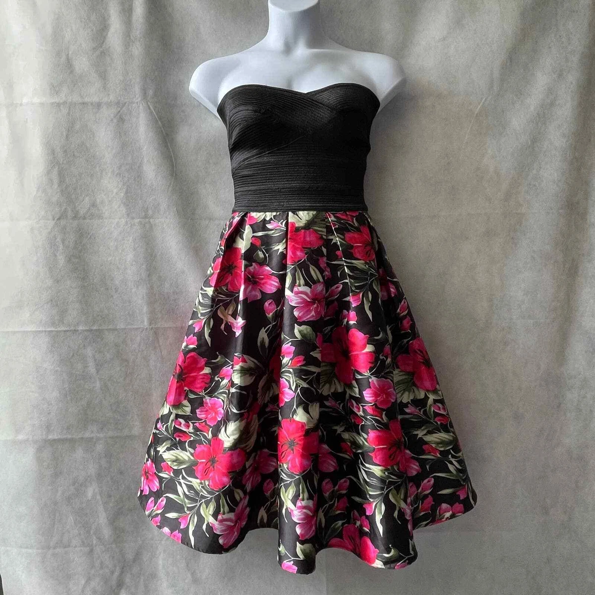 Miss Avenue Strapless Hibiscus Flower Cocktail Dress Size Large eBay