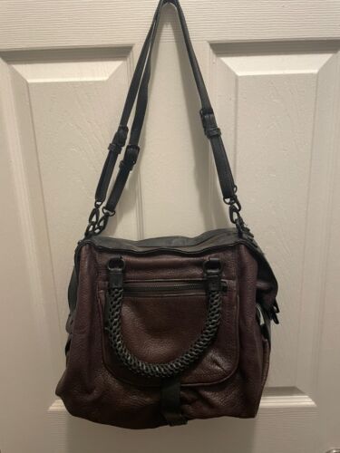Gryson Olivia Brown "Skye" Made In Italy Two Toned Leather Satchel Bag - Picture 3 of 11