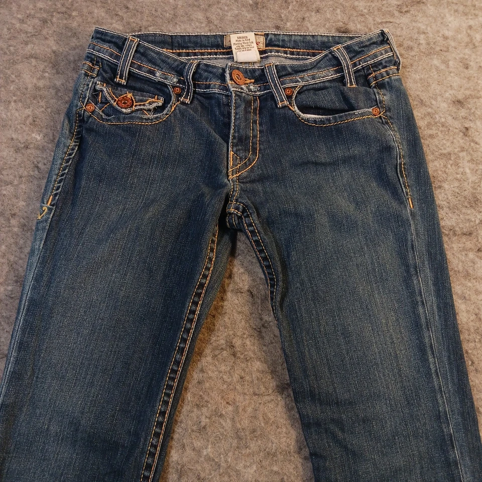 Denim of Virtue Mujer Talla 28 Bootcut Envejecido Solapa Bolsillos Punto Grueso Foto 3 de 4