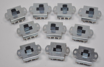 Lot of 10 NOS UID Slide Switches 4PDT / ON-ON - 4A 125VAC / .5A 125VDC