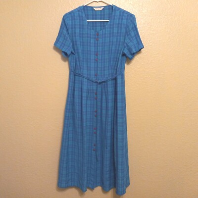 Bonmarche 14 XL Blue Plaid Woven Maxi Dress | eBay