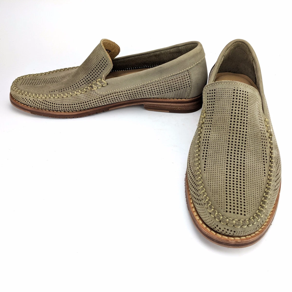 Tommy Bahama Felton Loafer Nubuck Perforated Slip On Shoes Mushroom Gray Size 7M