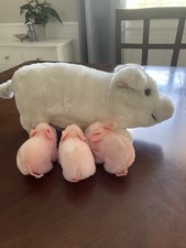VINTAGE 1980 DAKIN PLUSH MOMMY PIG WITH 3 BABY PIGLETS