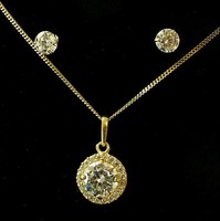 333 Gold Set 8 Karat Gelbgold Kette Design Anhaenger Ohrstecker Zirkonia