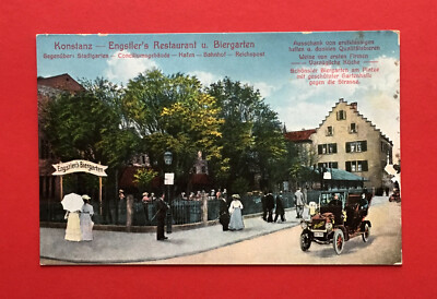 AK KONSTANZ 1900 Engstler Restaurant und Biergarten mit Automobil   ( 52223