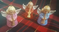 Set of 3 Vintage 1976 1st Edition Goebel Angel Bell Christmas Tree Ornaments