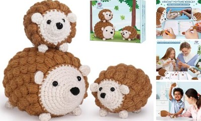 Crochet Kit for Beginners, Crochet Starter Kit with Step-by-Step Hedgehogs